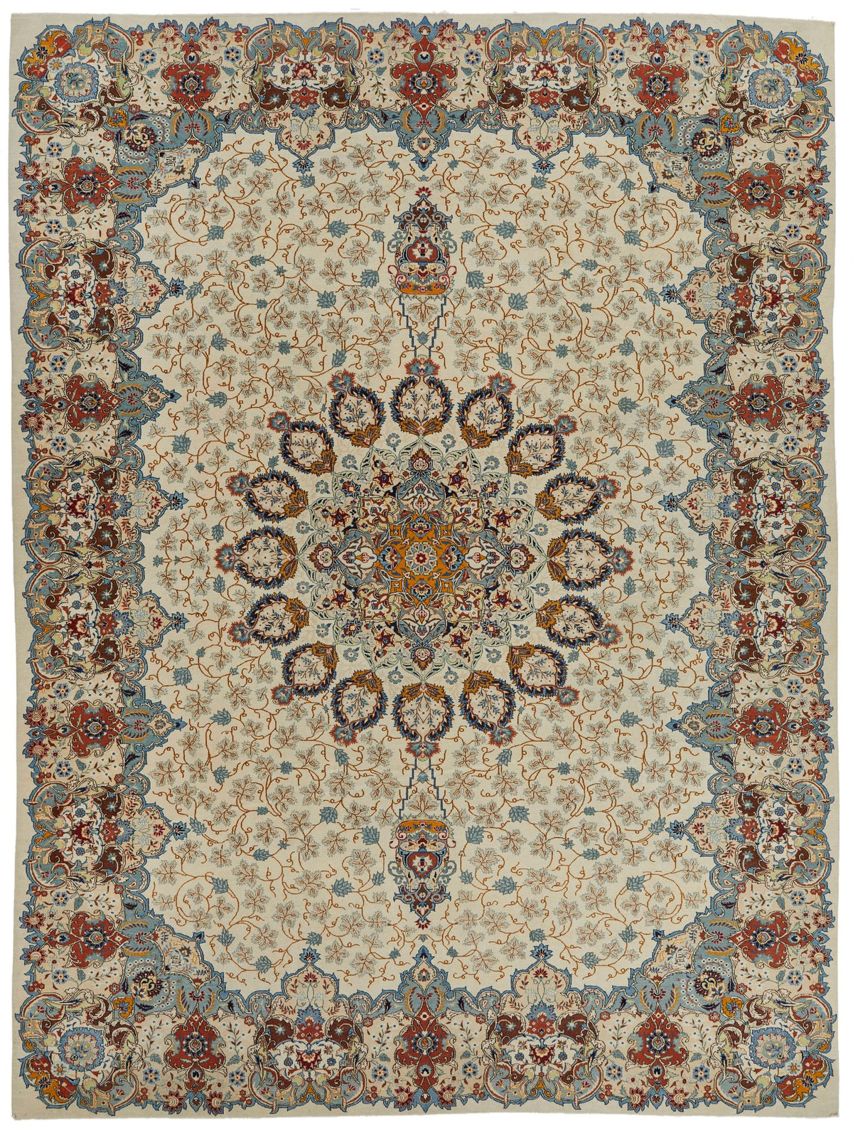 11x14 Ivory and Multicolor Turkish Traditional Rug