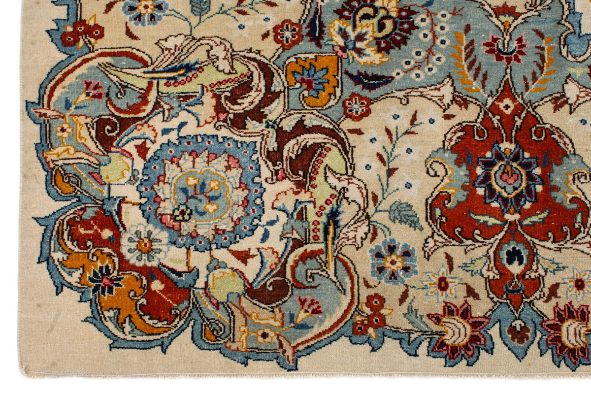 11x14 Ivory and Multicolor Turkish Traditional Rug