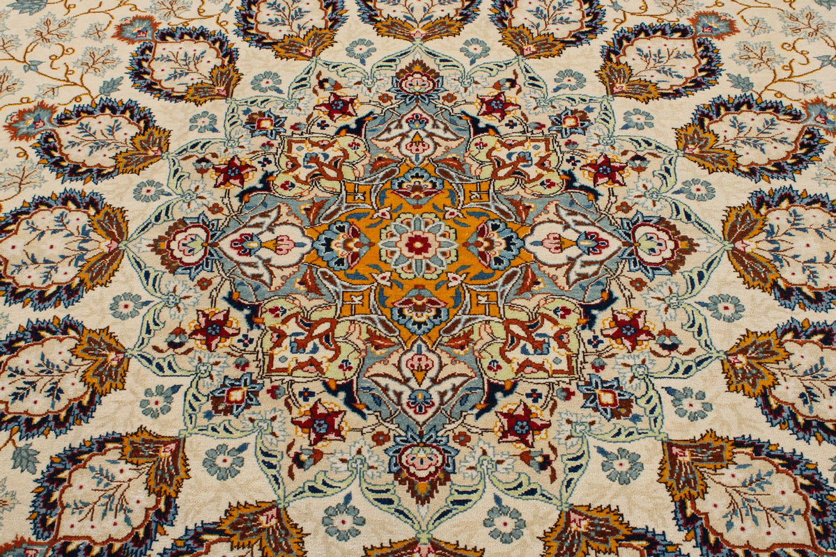 11x14 Ivory and Multicolor Turkish Traditional Rug