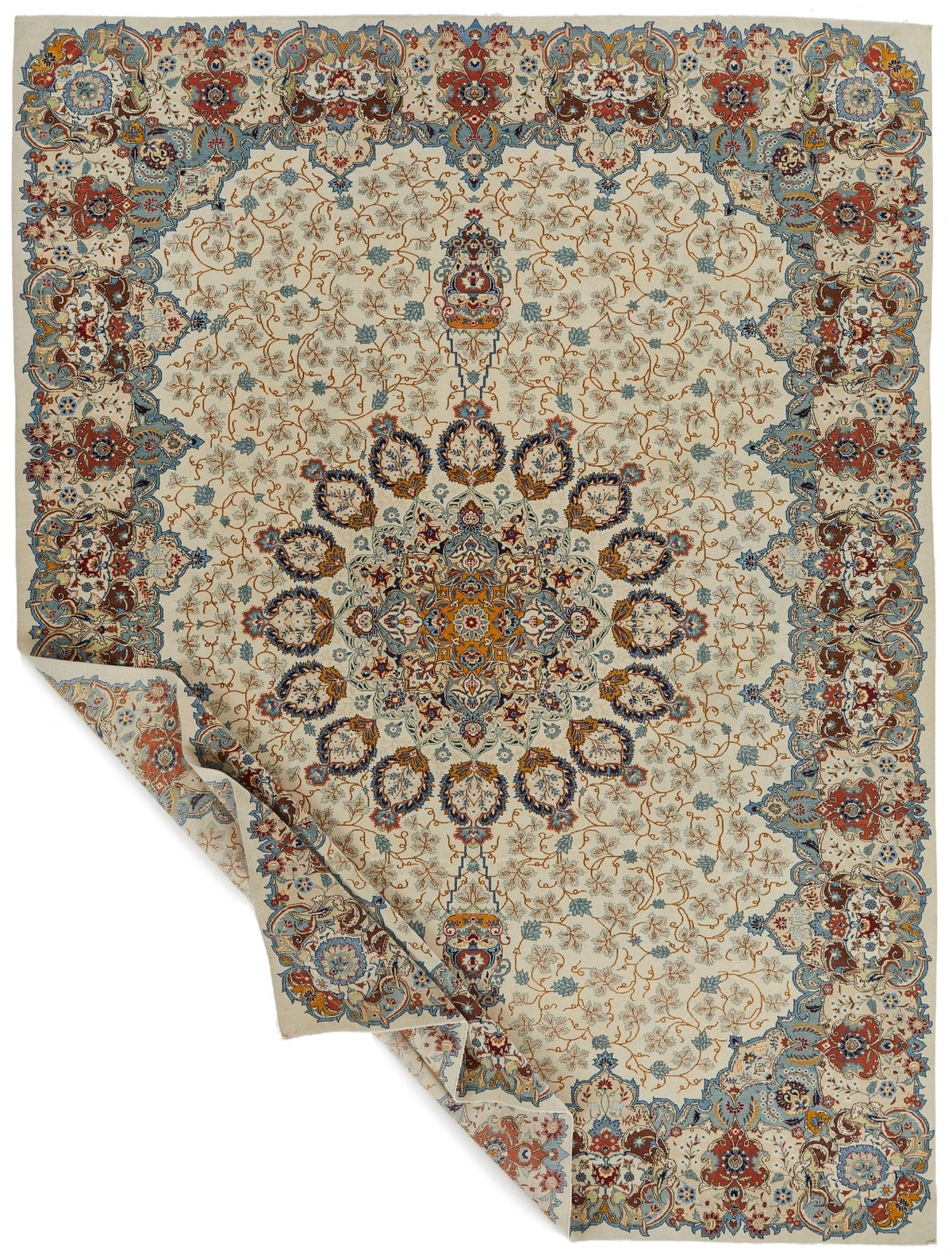 11x14 Ivory and Multicolor Turkish Traditional Rug