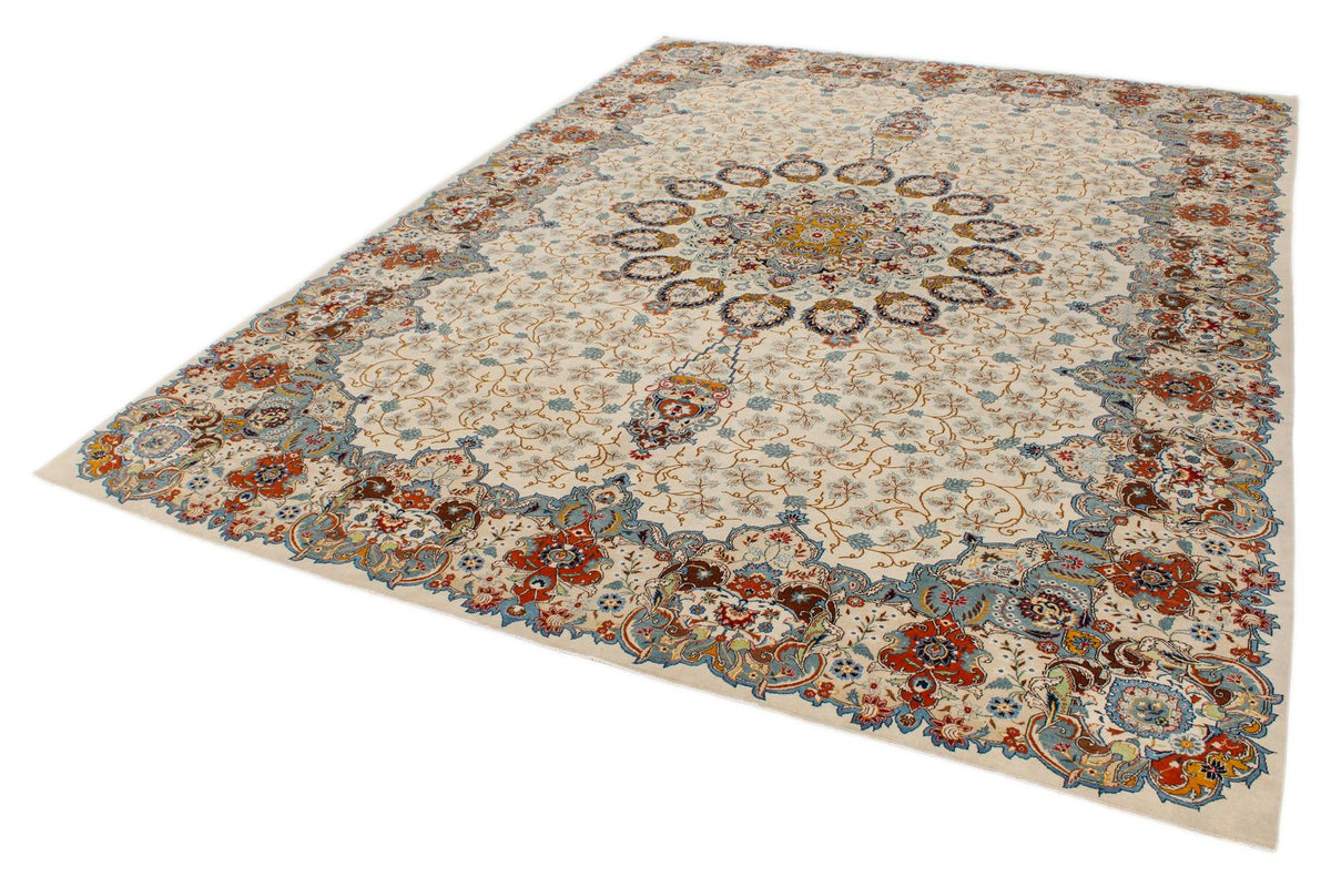 11x14 Ivory and Multicolor Turkish Traditional Rug