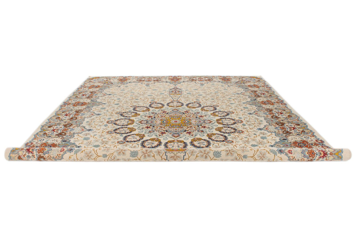 11x14 Ivory and Multicolor Turkish Traditional Rug
