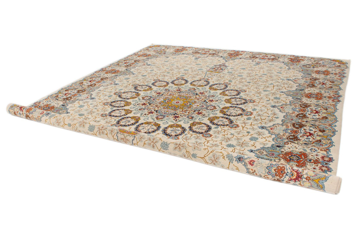 11x14 Ivory and Multicolor Turkish Traditional Rug