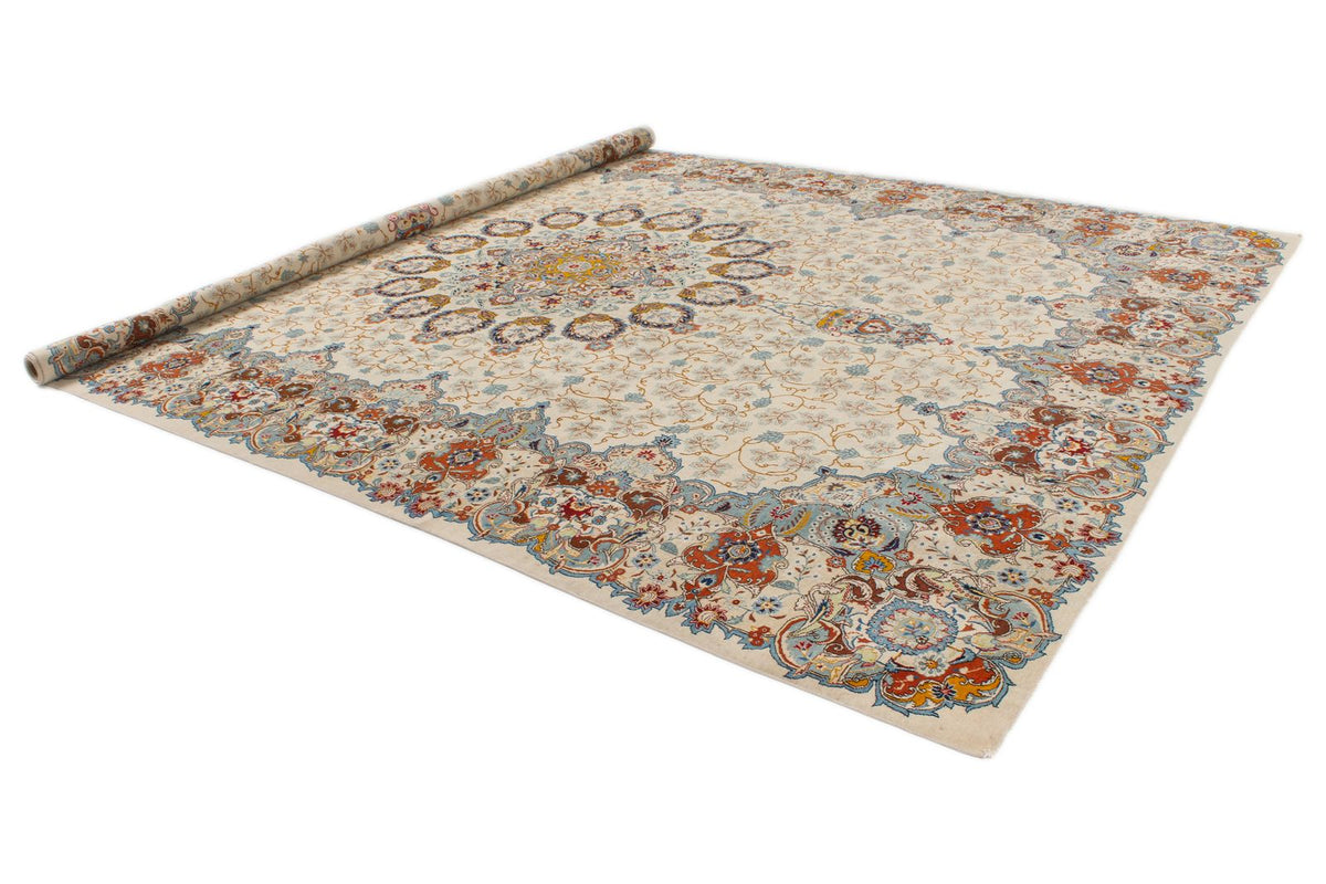 11x14 Ivory and Multicolor Turkish Traditional Rug