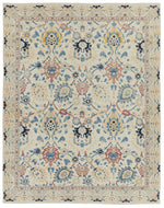 8x10 Ivory and Light Blue Turkish Traditional Rug