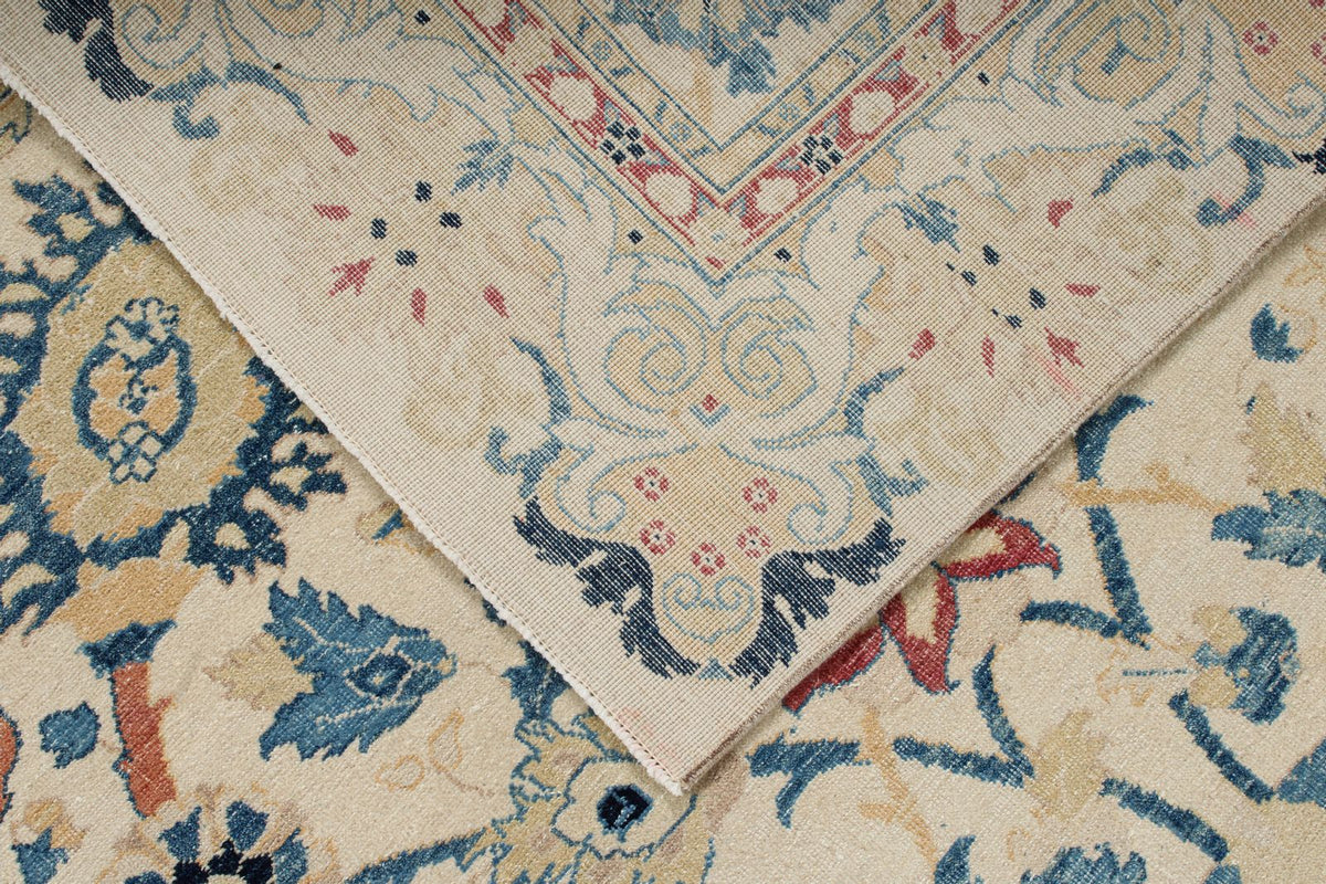 8x10 Ivory and Light Blue Turkish Traditional Rug