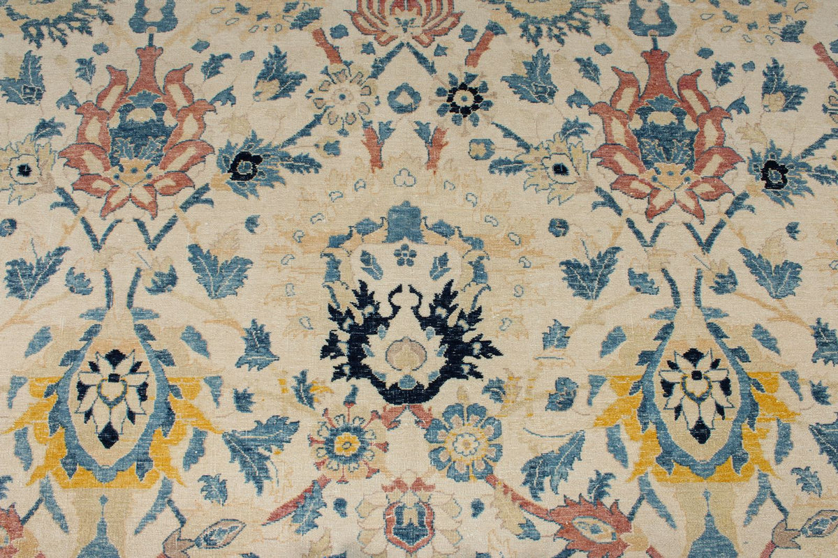 8x10 Ivory and Light Blue Turkish Traditional Rug