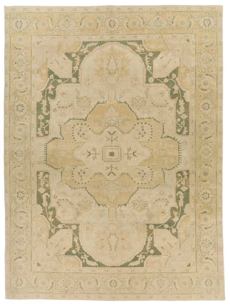 9x12 Ivory and Green Anatolian Persian Rug