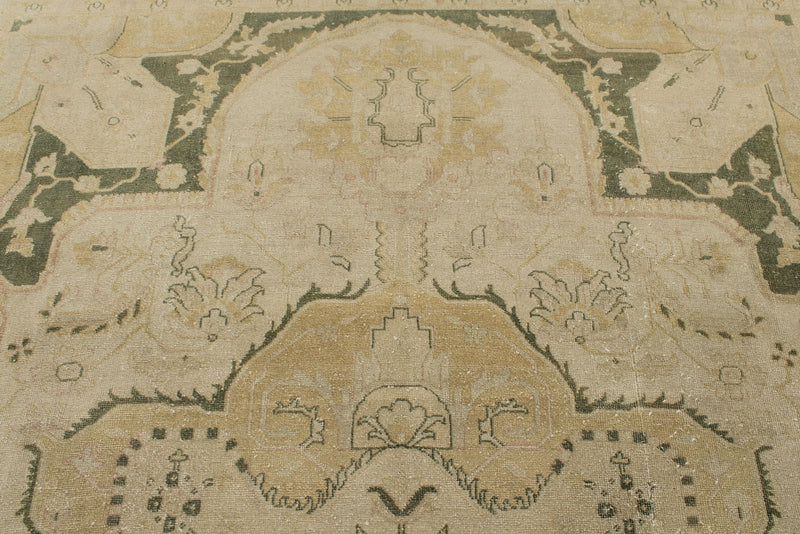 9x12 Ivory and Green Anatolian Persian Rug