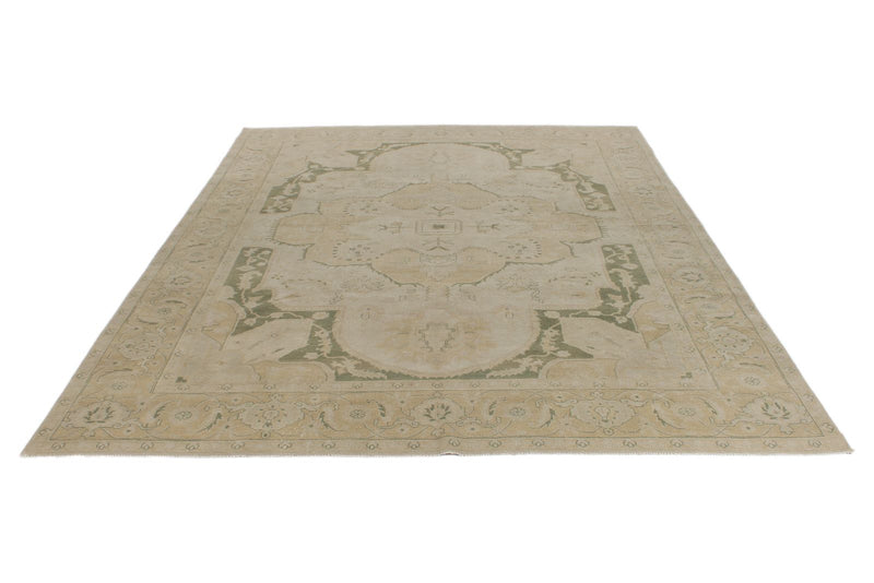 9x12 Ivory and Green Anatolian Persian Rug