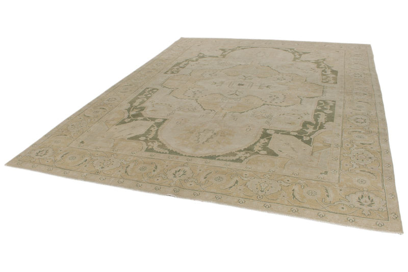 9x12 Ivory and Green Anatolian Persian Rug