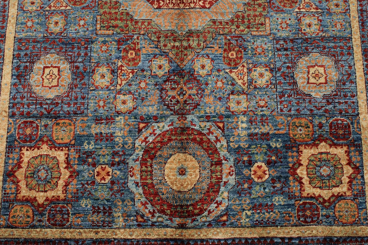 5x7 Navy and Multıcolor Turkish Tribal Rug