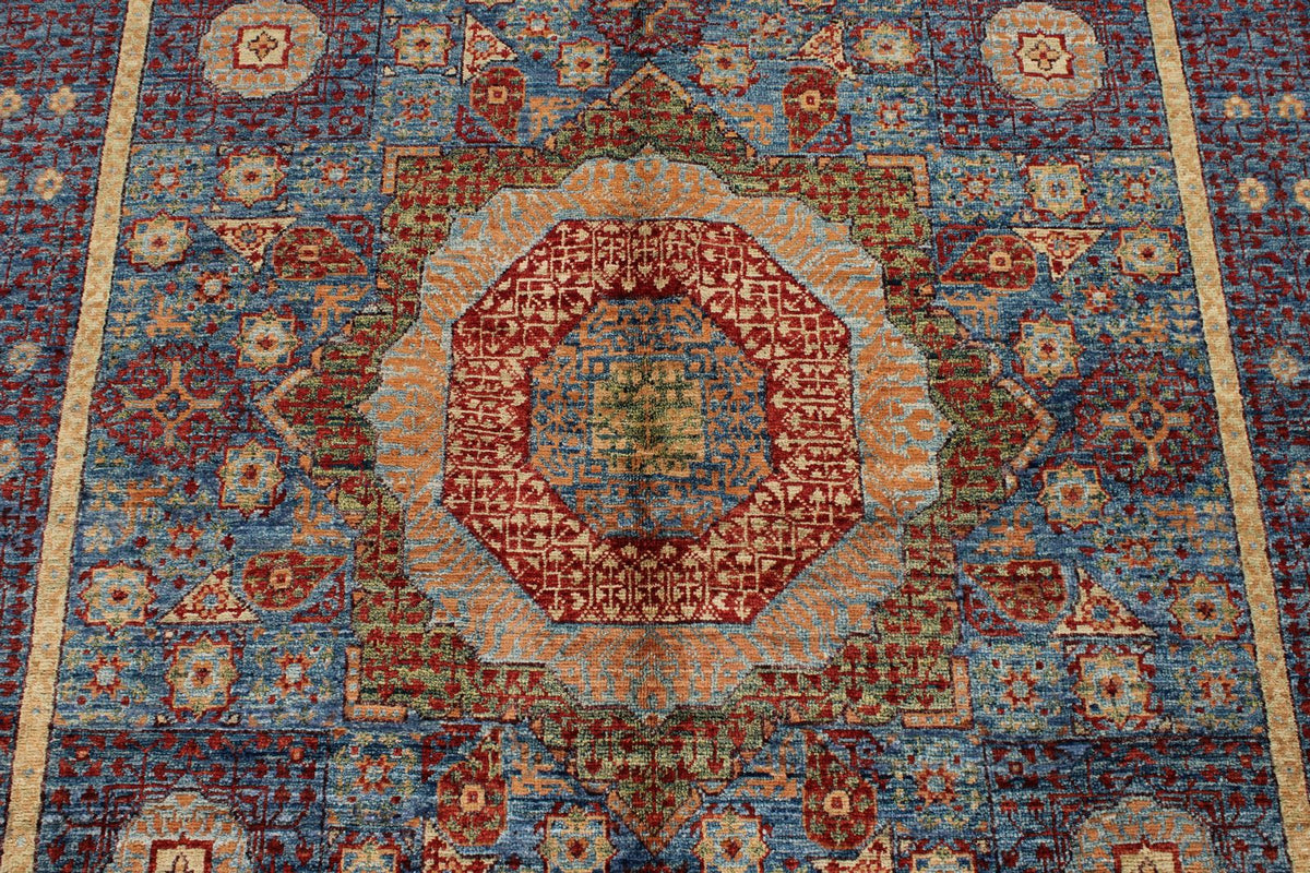 5x7 Navy and Multıcolor Turkish Tribal Rug