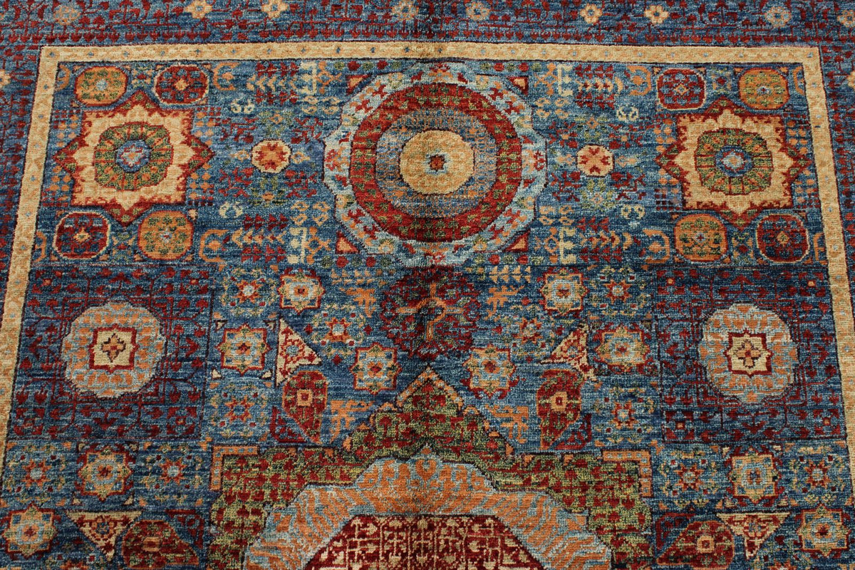5x7 Navy and Multıcolor Turkish Tribal Rug