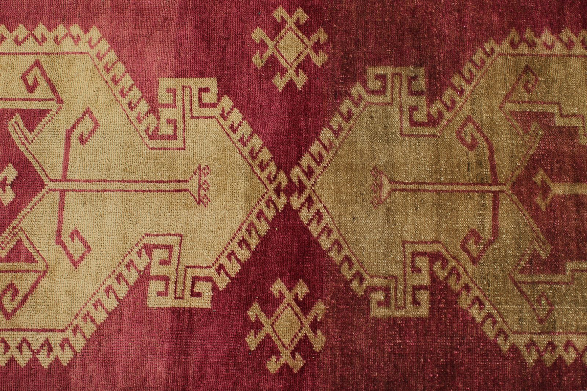 3x12 Burgundy and Green Turkish Tribal Runner