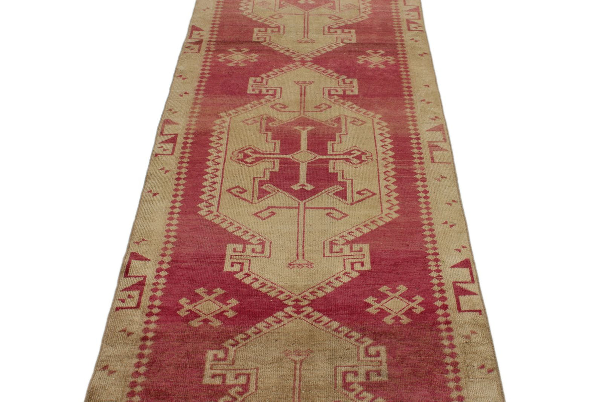 3x12 Burgundy and Green Turkish Tribal Runner