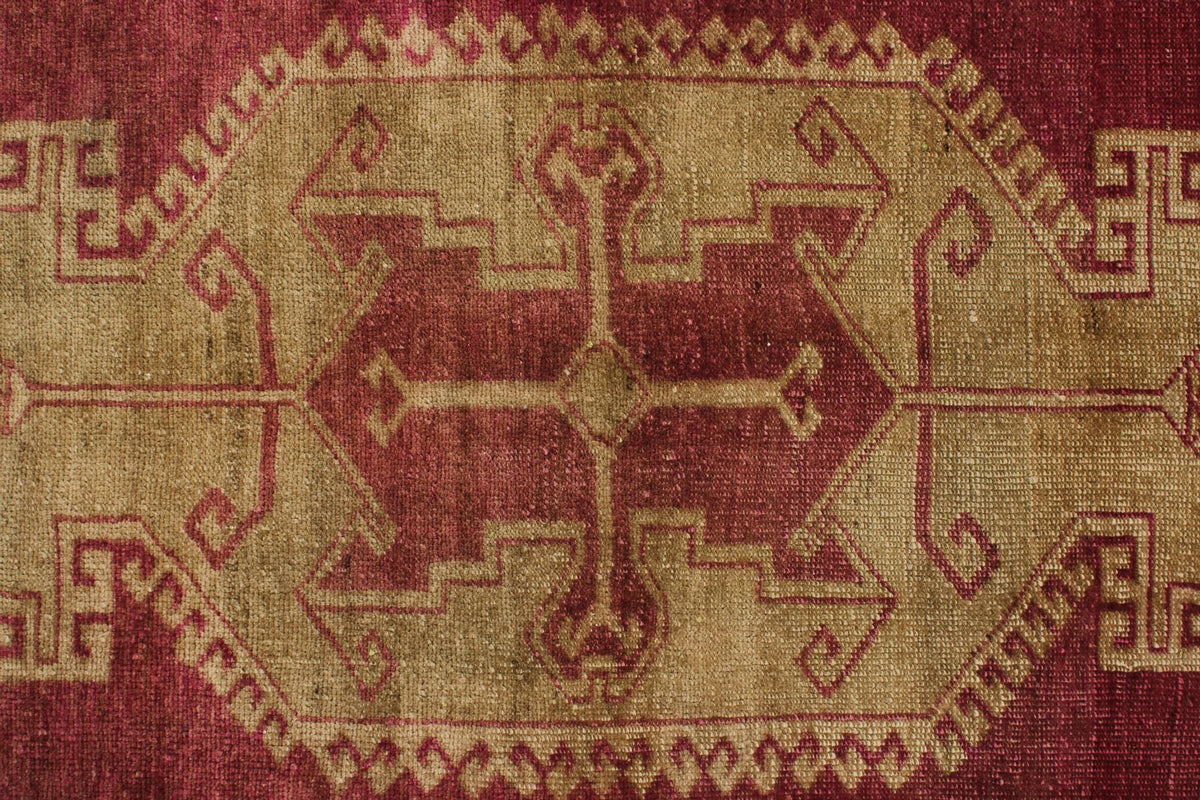 3x12 Burgundy and Green Turkish Tribal Runner