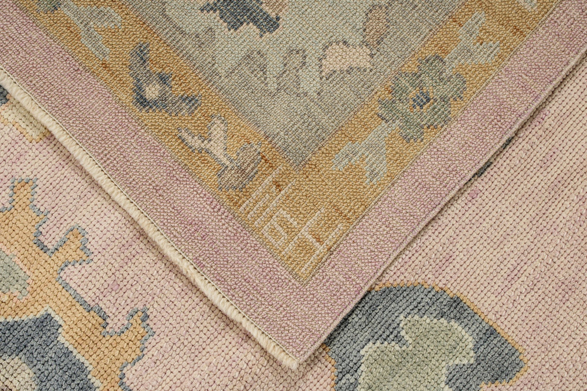 9x13 Pink and Ivory Turkish Oushak Rug