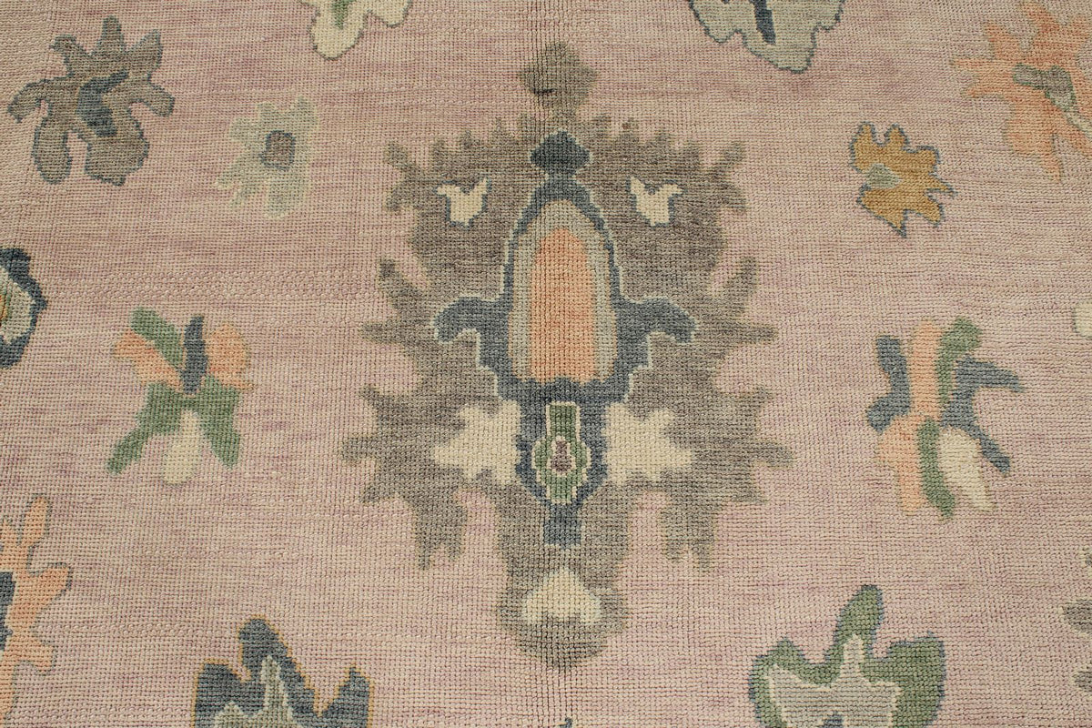 9x13 Pink and Ivory Turkish Oushak Rug