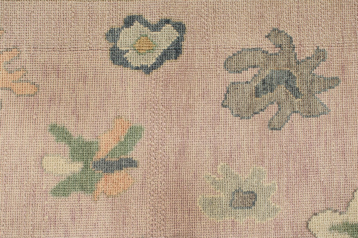 9x13 Pink and Ivory Turkish Oushak Rug