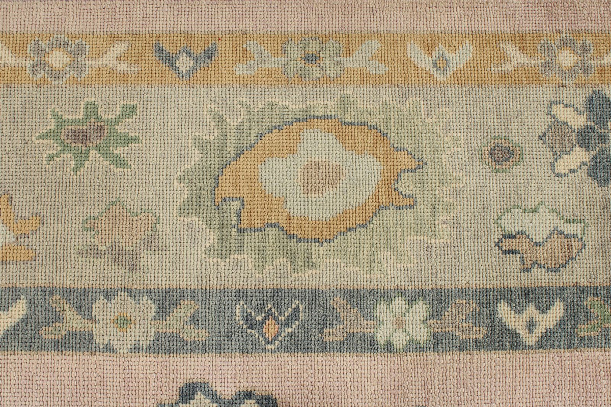 9x13 Pink and Ivory Turkish Oushak Rug