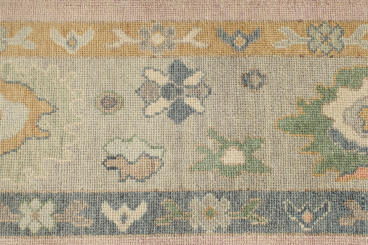 9x13 Pink and Ivory Turkish Oushak Rug