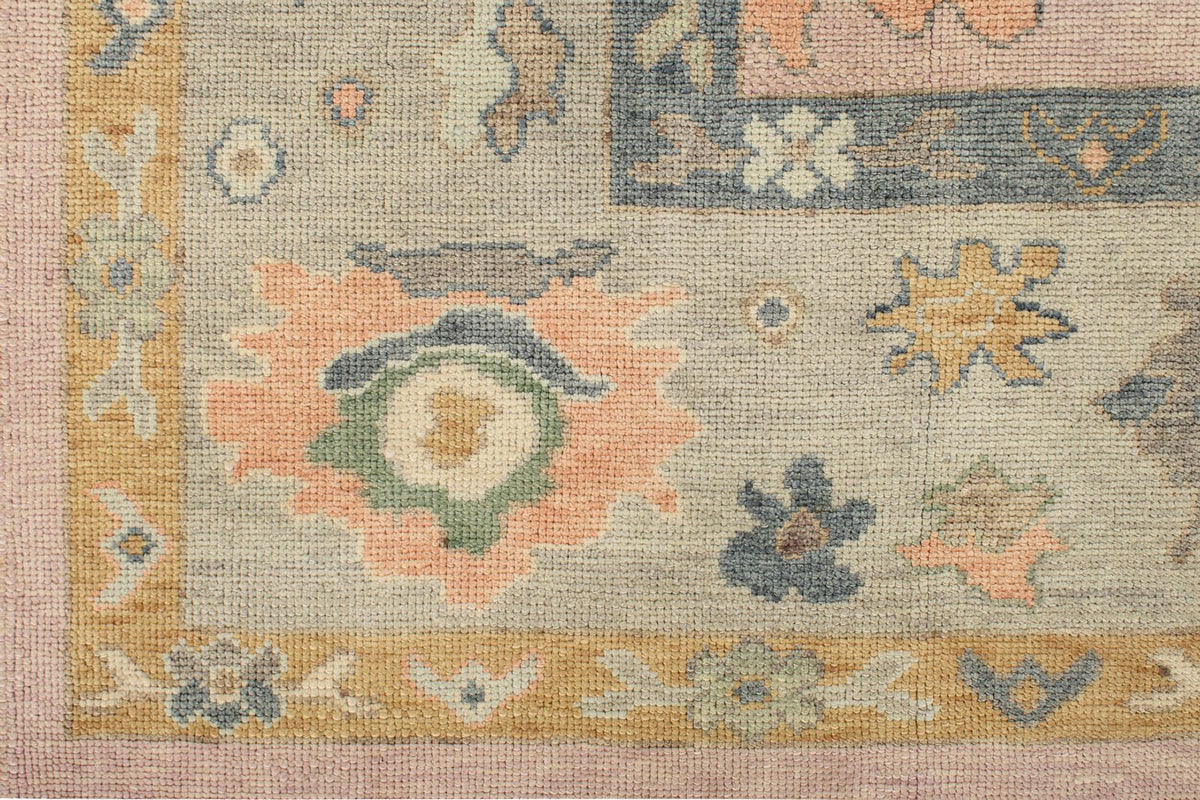 9x13 Pink and Ivory Turkish Oushak Rug