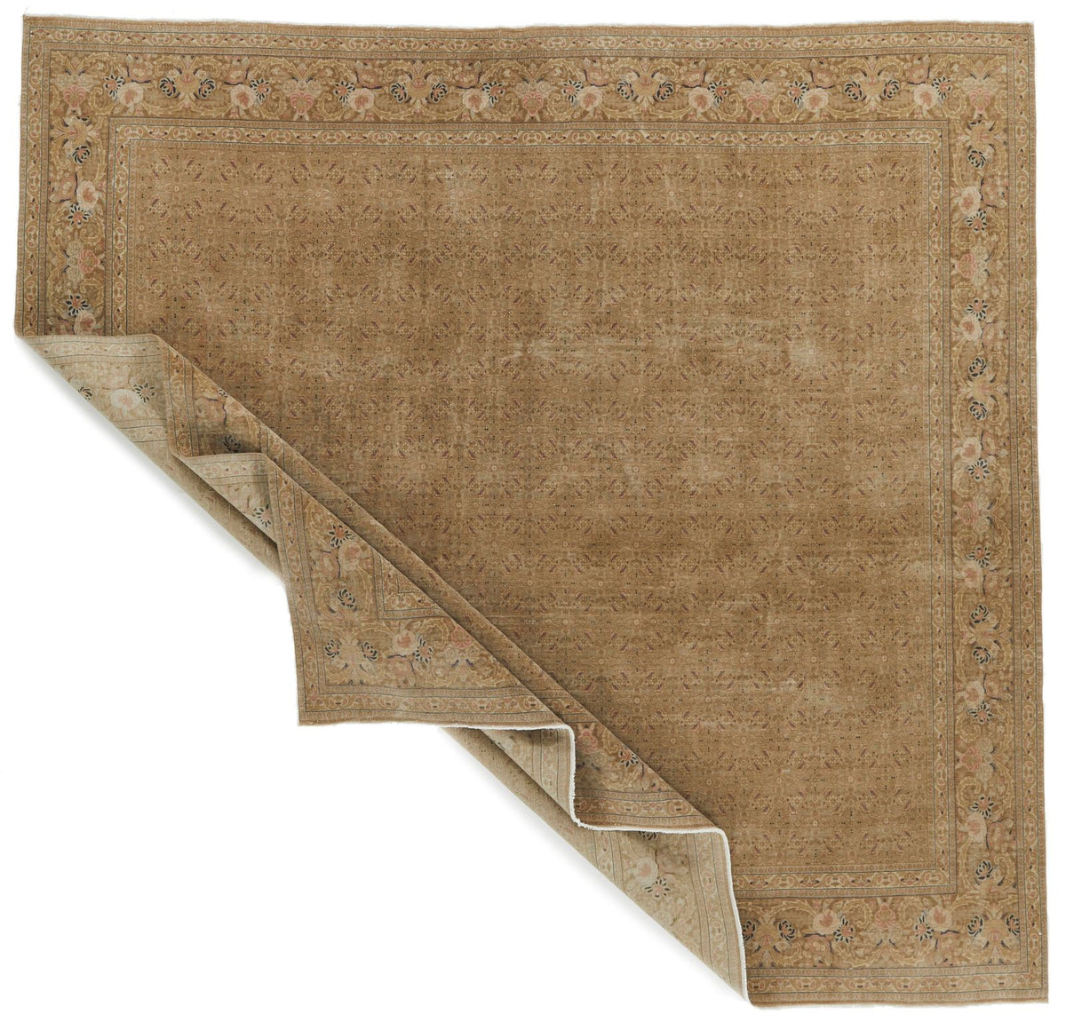 9x10 Brown and Brown Turkish Oushak Rug