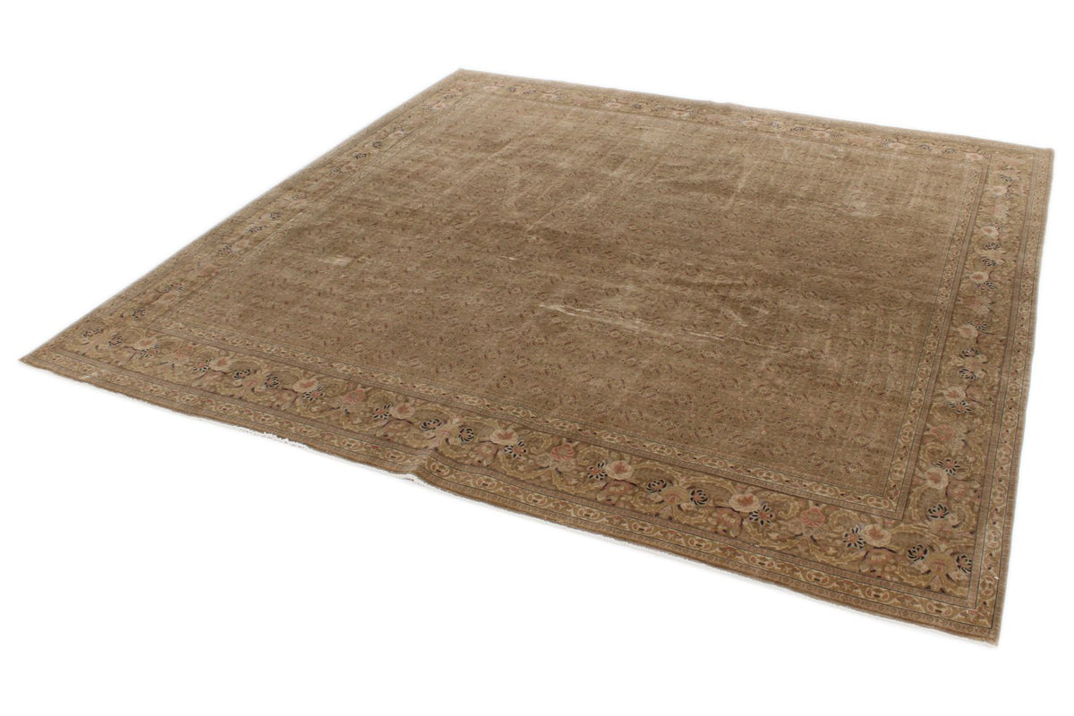 9x10 Brown and Brown Turkish Oushak Rug
