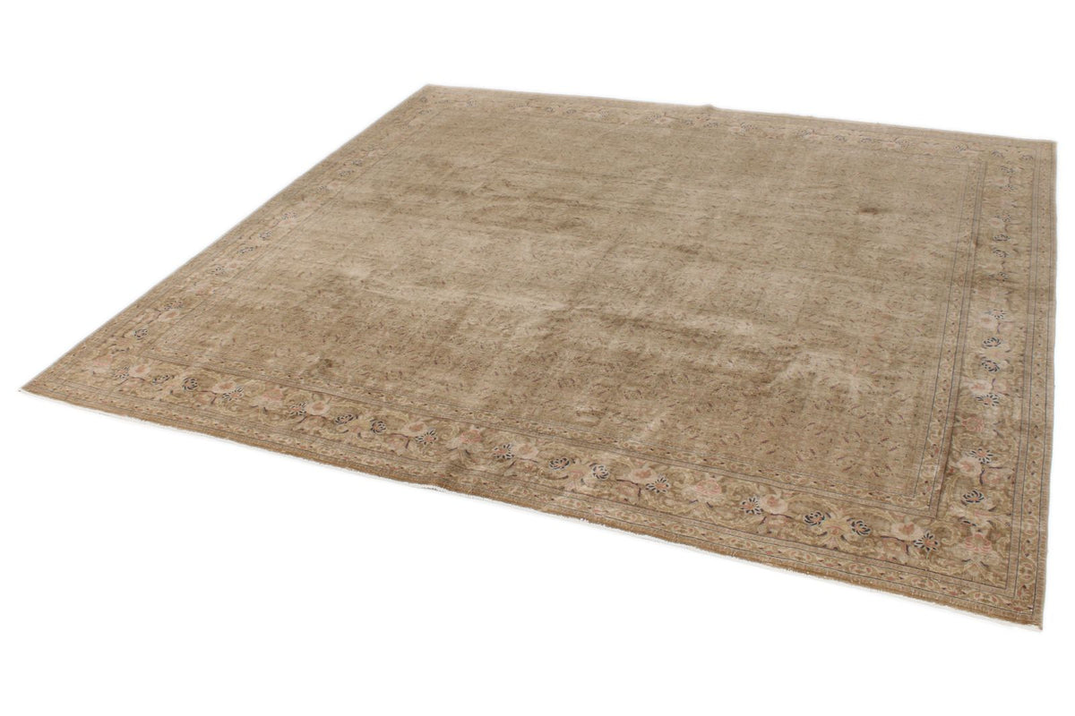 9x10 Brown and Brown Turkish Oushak Rug