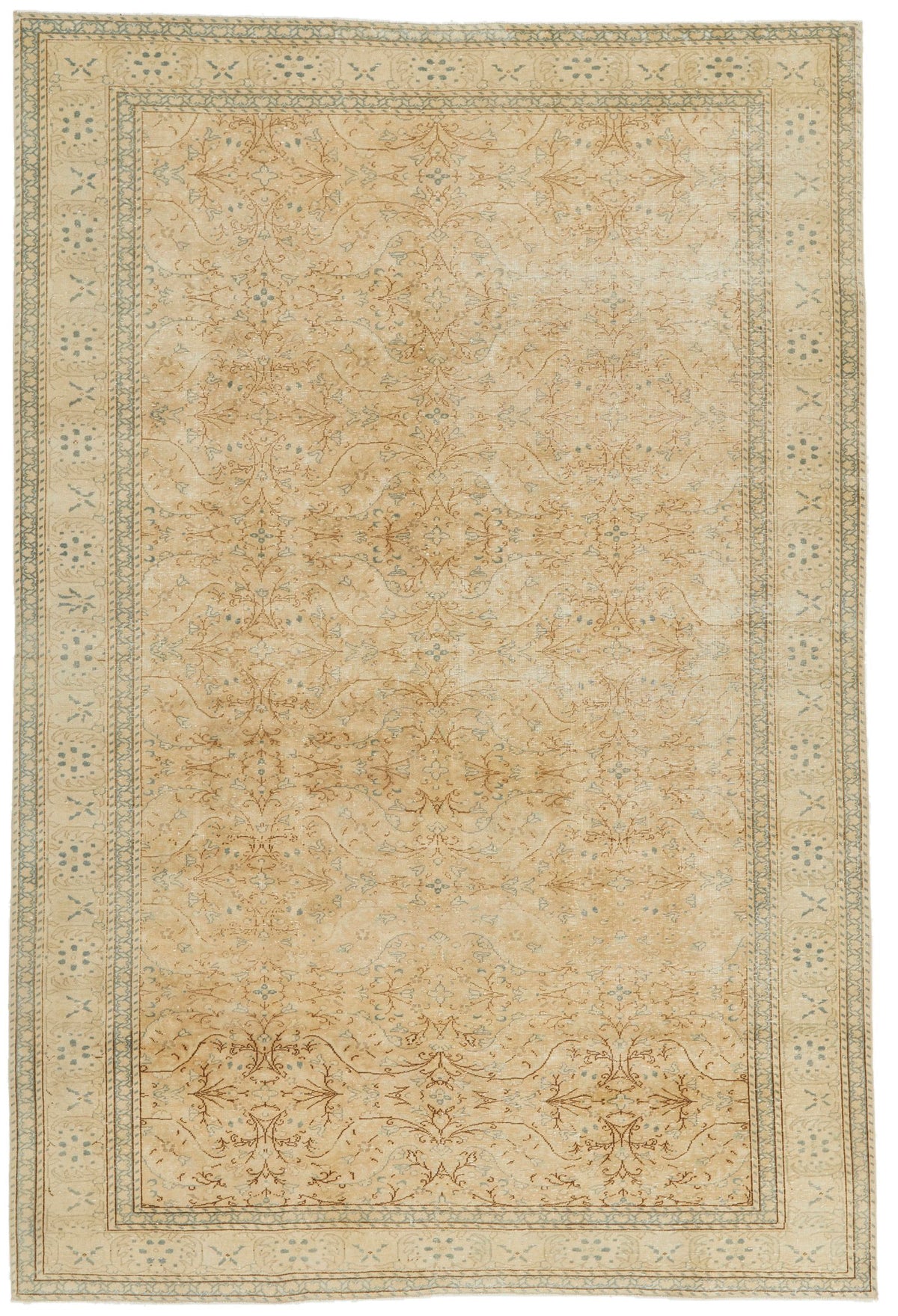 6x9 Ivory and Ivory Turkish Traditional Rug