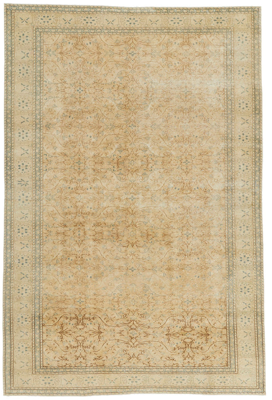 6x9 Ivory and Ivory Turkish Traditional Rug