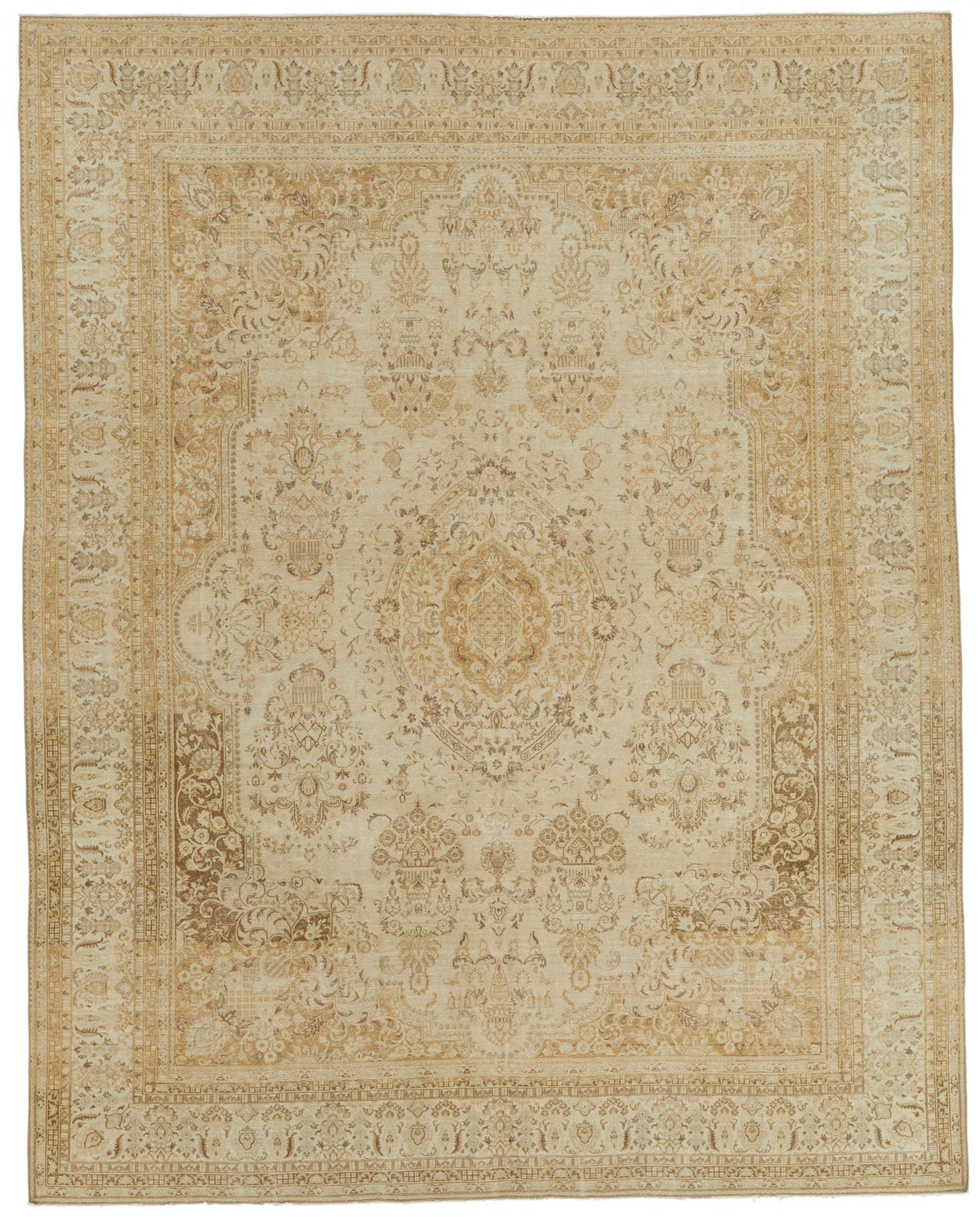 8x10 Ivory and Light Brown Turkish Traditional Rug