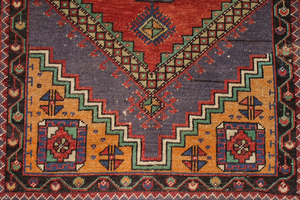 4x6 Red and Multicolor Turkish Tribal Rug