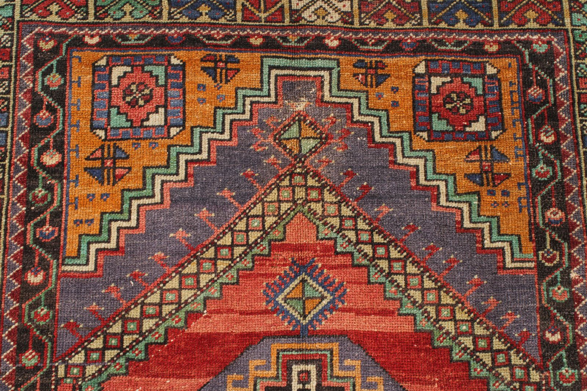 4x6 Red and Multicolor Turkish Tribal Rug