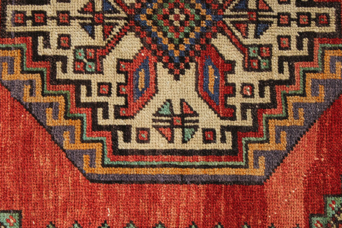 4x6 Red and Multicolor Turkish Tribal Rug