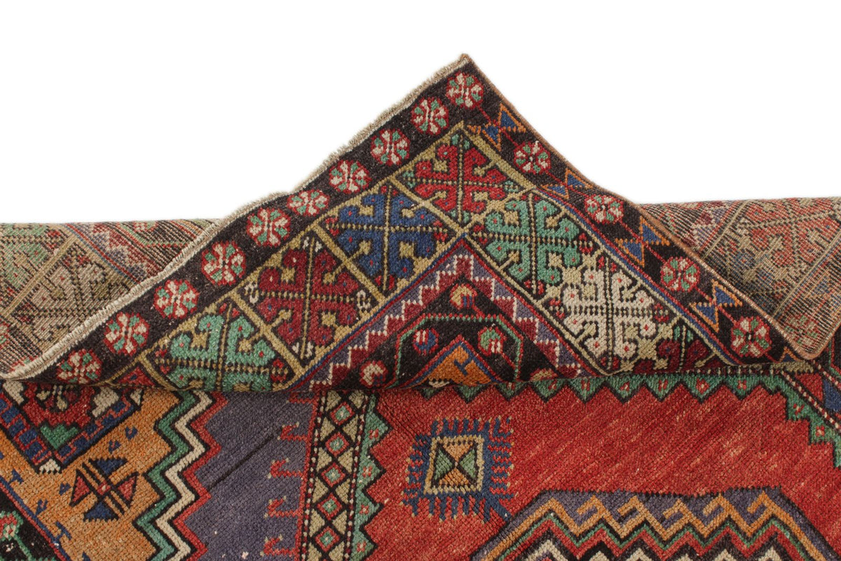 4x6 Red and Multicolor Turkish Tribal Rug