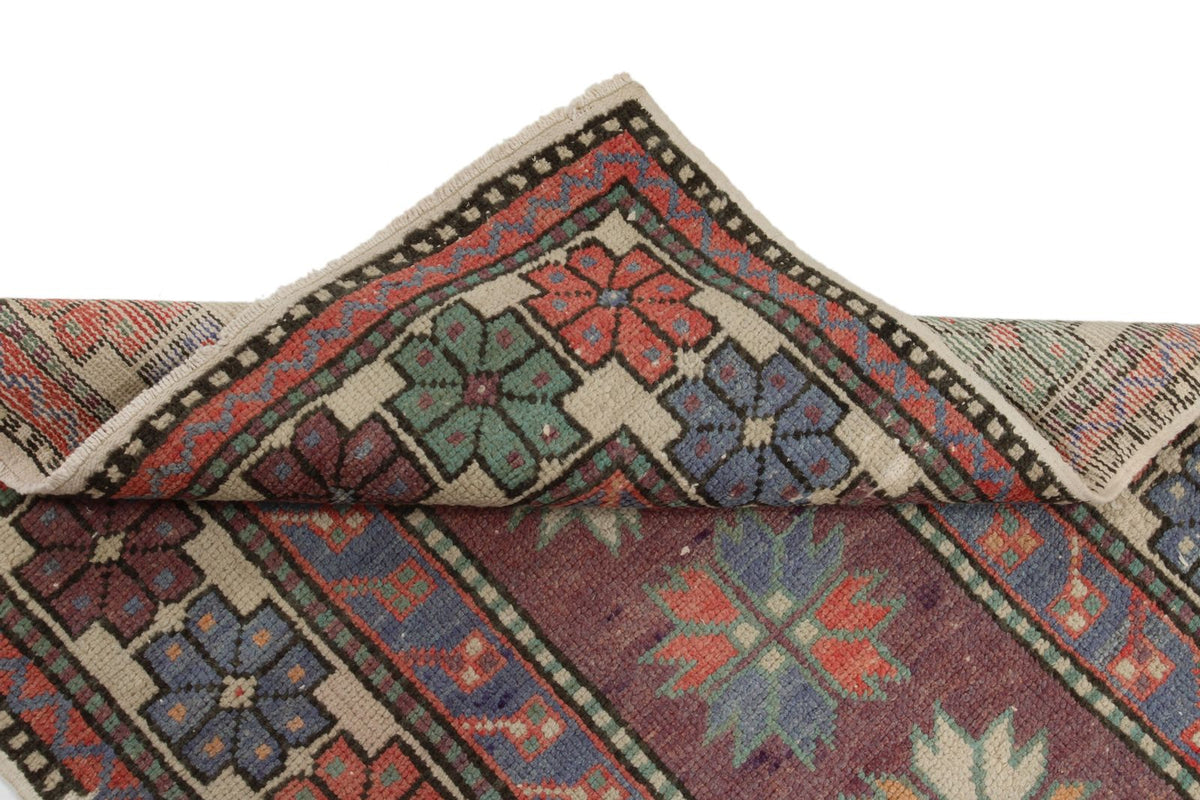 3x5 Purple and Multicolor Turkish Tribal Rug