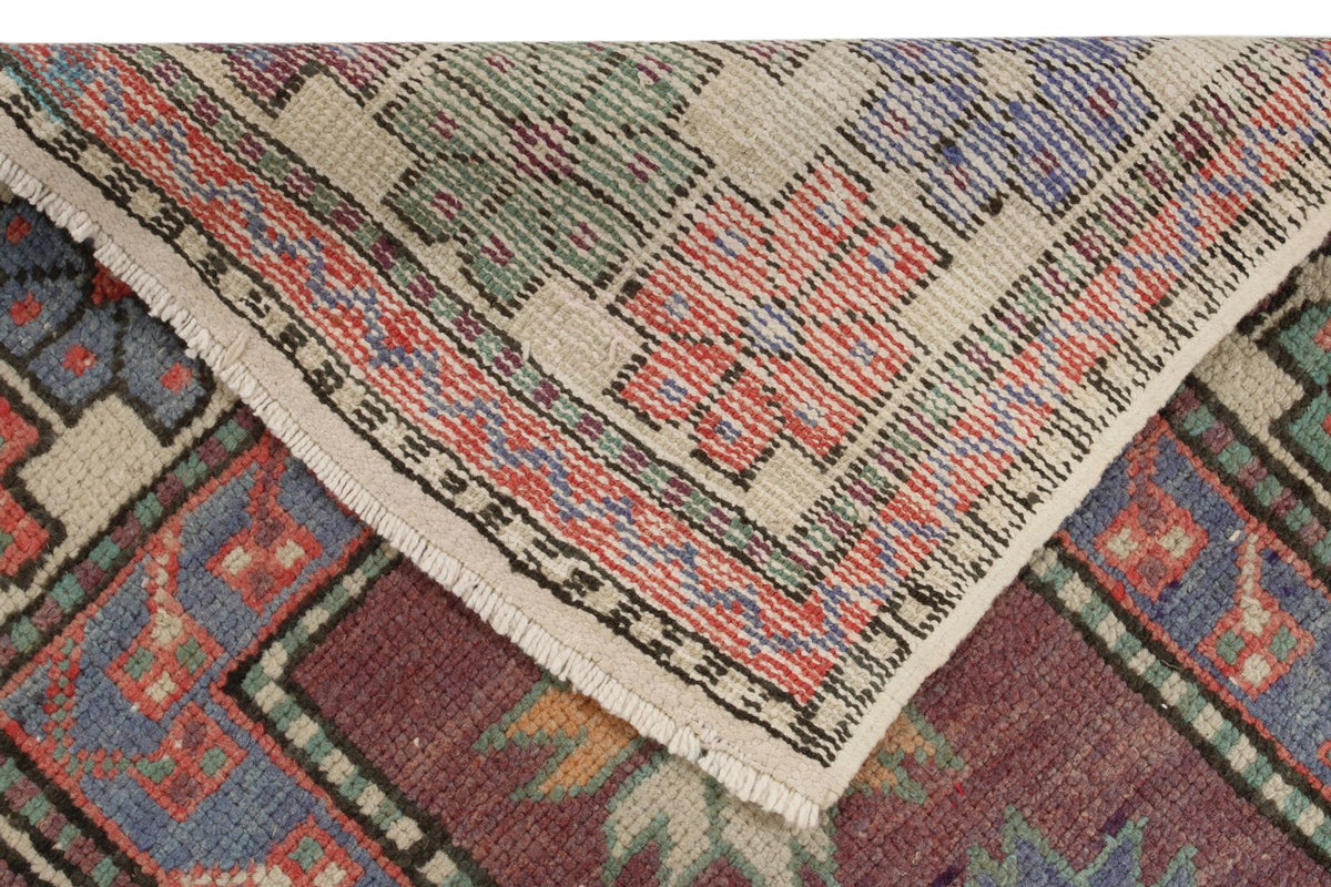 3x5 Purple and Multicolor Turkish Tribal Rug