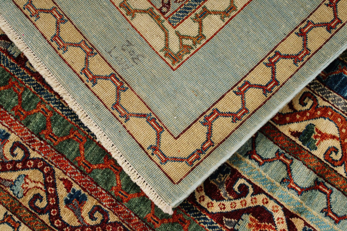 8x10 Blue and Multicolor Turkish Tribal Rug