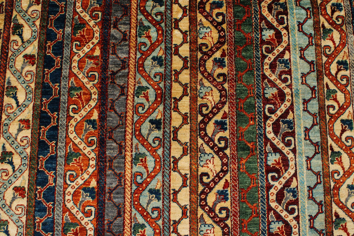 8x10 Blue and Multicolor Turkish Tribal Rug