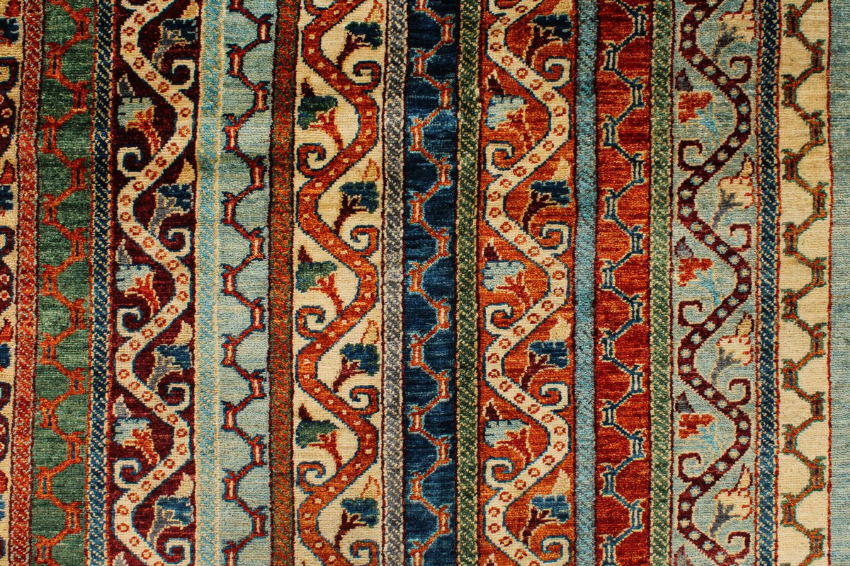 8x10 Blue and Multicolor Turkish Tribal Rug