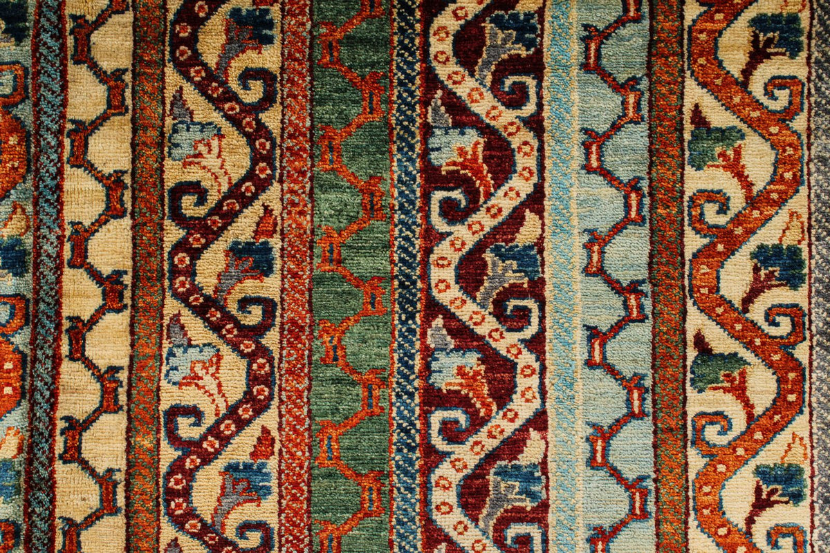 8x10 Blue and Multicolor Turkish Tribal Rug