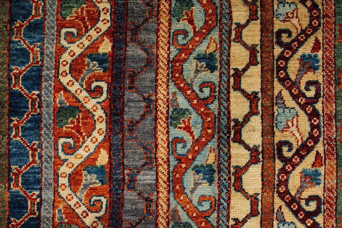 8x10 Blue and Multicolor Turkish Tribal Rug