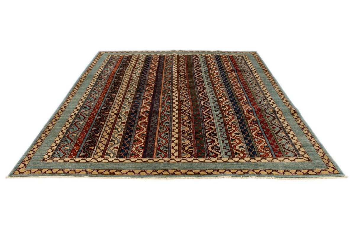 8x10 Blue and Multicolor Turkish Tribal Rug