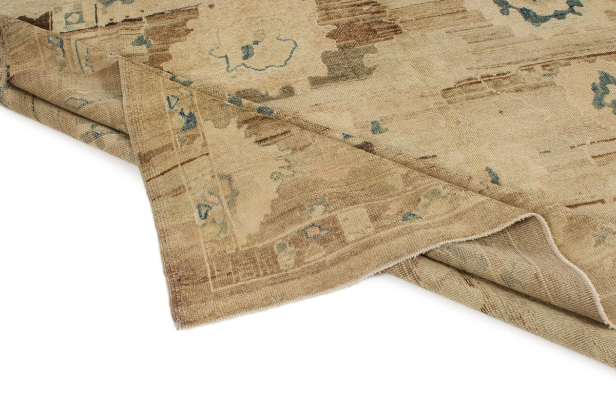 10x14 Ivory and Brown Turkish Oushak Rug