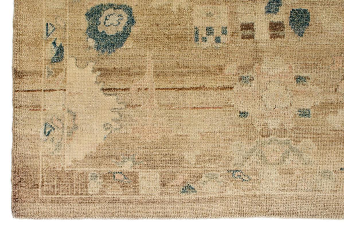 10x14 Ivory and Brown Turkish Oushak Rug