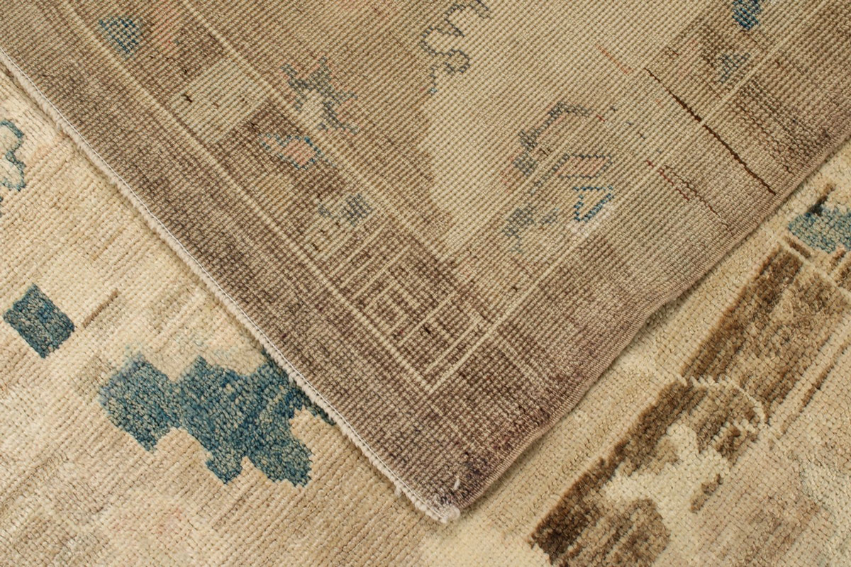 10x14 Ivory and Brown Turkish Oushak Rug