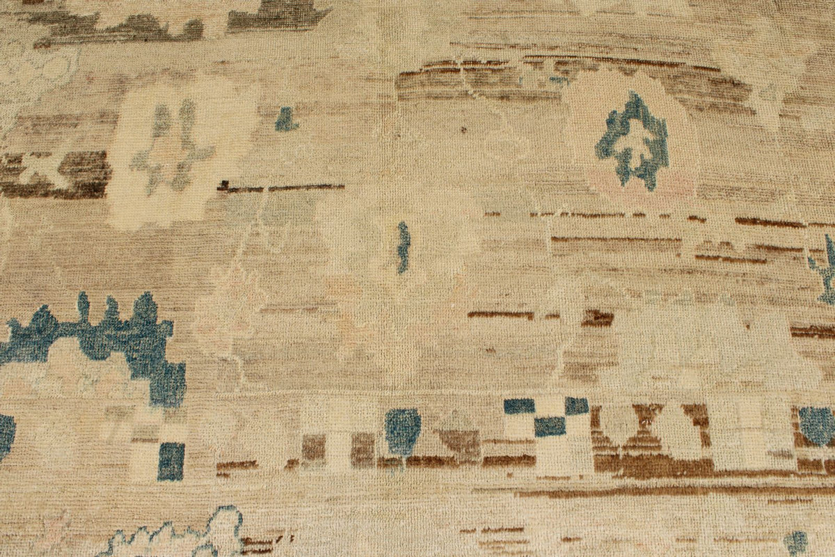 10x14 Ivory and Brown Turkish Oushak Rug