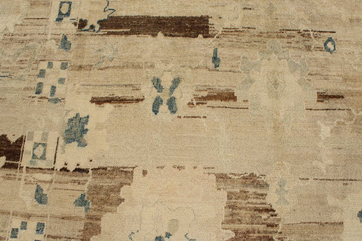 10x14 Ivory and Brown Turkish Oushak Rug